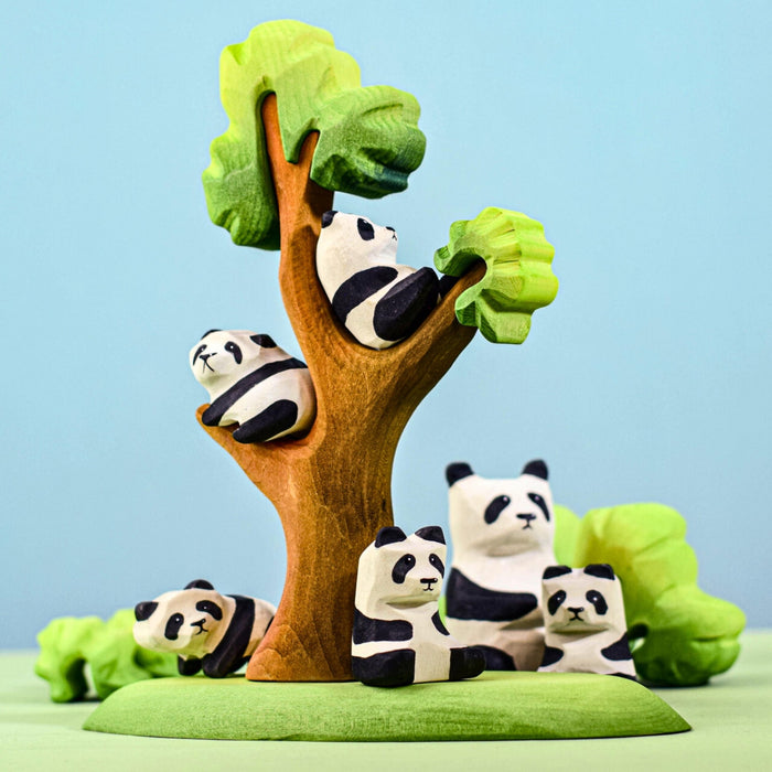 BumbuToys Handcrafted Wooden Animal Figure Climbing Panda Bear Cub for Small World Play from Australia