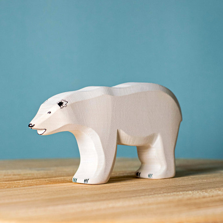 BumbuToys Handcrafted Wooden Animal Polar Bear from Australia