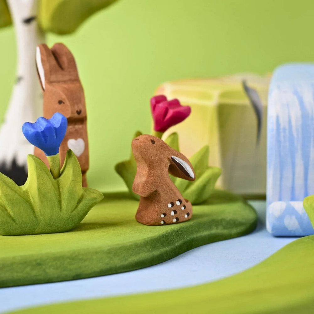 BumbuToys Wooden Animal - Rabbit Baby - Curious for Small World Play from Australia
