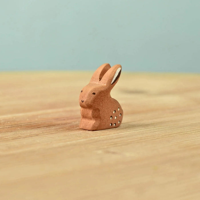 BumbuToys Wooden Animal - Rabbit Baby - Sitting for Small World Play from Australia