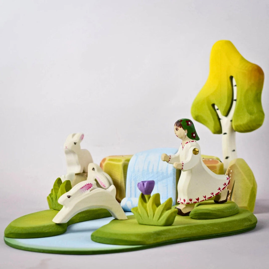 BumbuToys Wooden Animal - Rabbit Family - Easter, Set of 5 for Small World Play from Australia