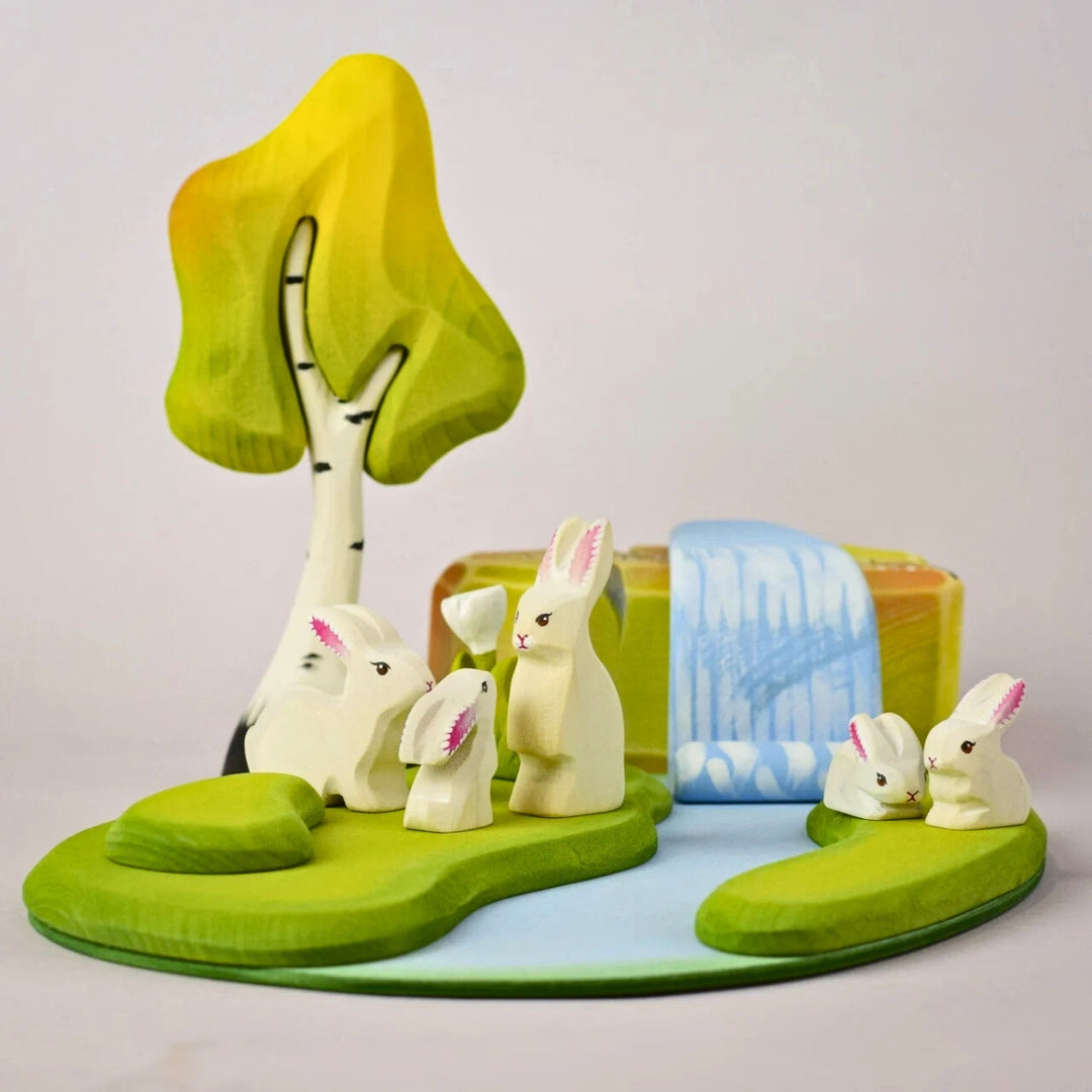 BumbuToys Wooden Animal - Rabbit Family - Easter, Set of 5 for Small World Play from Australia