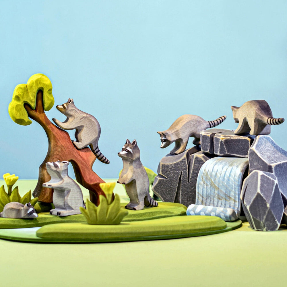 BumbuToys Wooden Animal Figure Raccoon for Small World Play from Australia