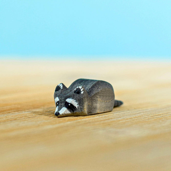 BumbuToys Handcrafted Wooden Figure Baby Raccoon Cub for Small World Play from Australia