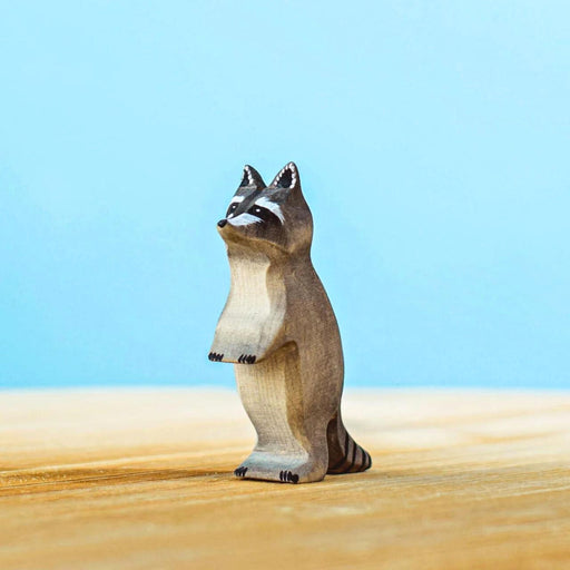 BumbuToys Handcrafted Wooden Animal Figure Standing Raccoon for Small World Play from Australia