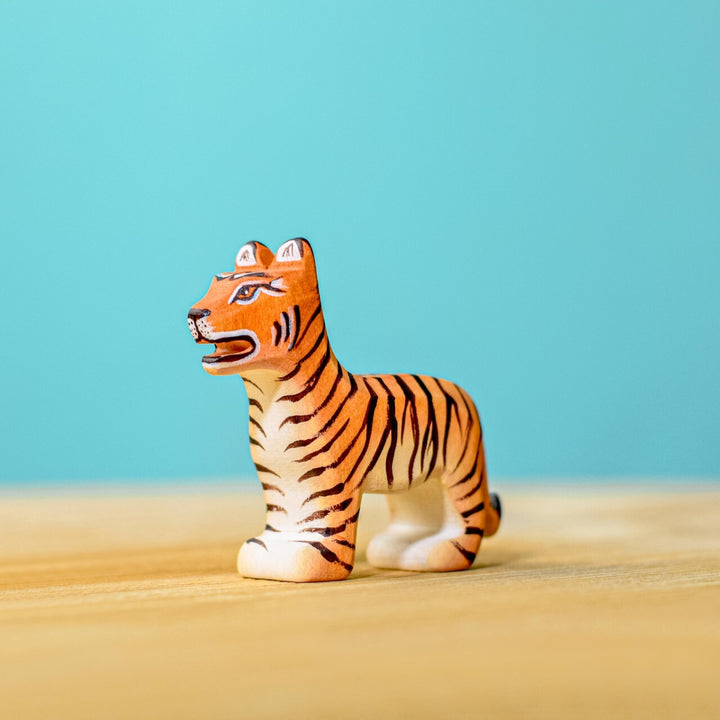 BumbuToys Handcrafted Wooden Animal Tiger Cub Standing from Australia