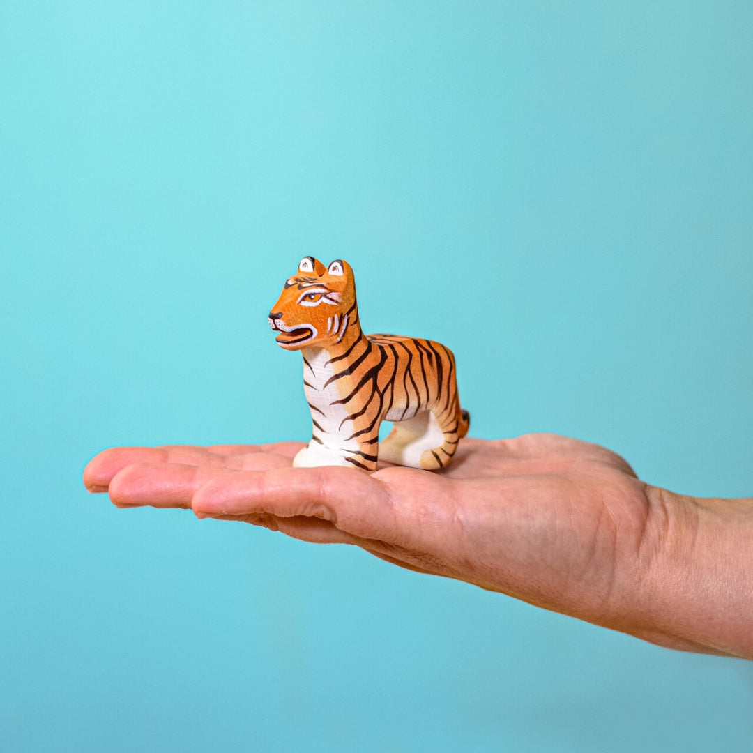 BumbuToys Handcrafted Wooden Animal Tiger Cub Standing from Australia