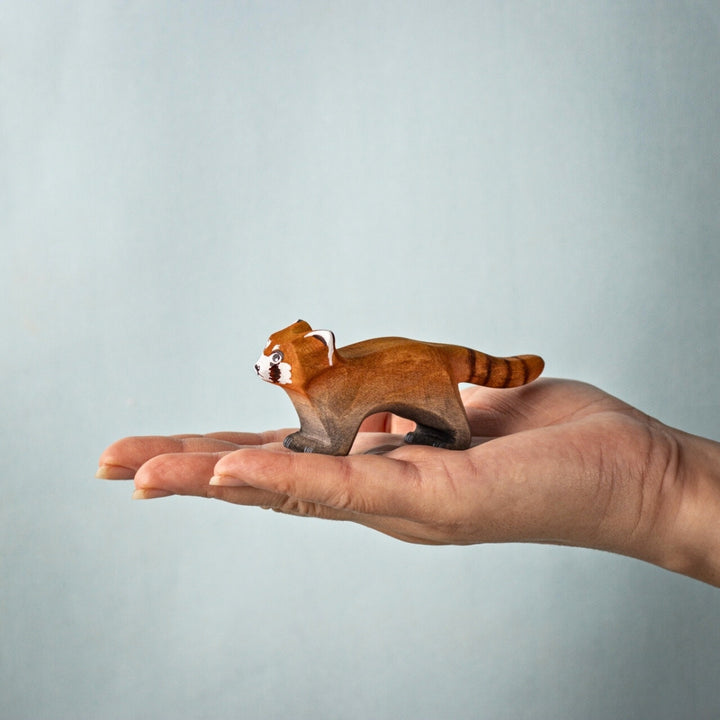 BumbuToys Wooden Animals Red Panda Family Set of 3 for Small World Play from Australia