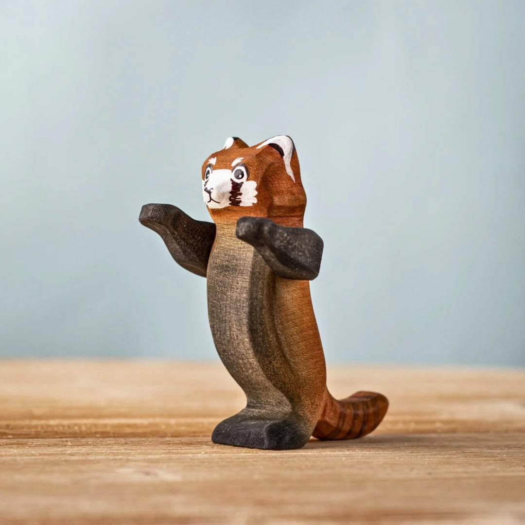 BumbuToys Wooden Animal Standing Playful Red Panda for Small World Play from Australia