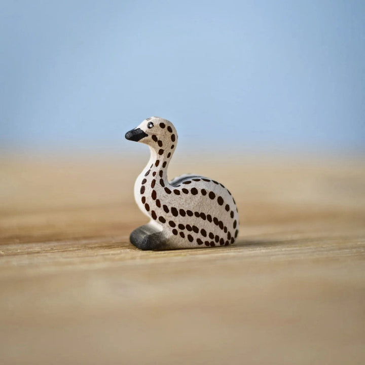 BumbuToys Wooden Bird - Emu Chick - Sitting for Small World Play from Australia