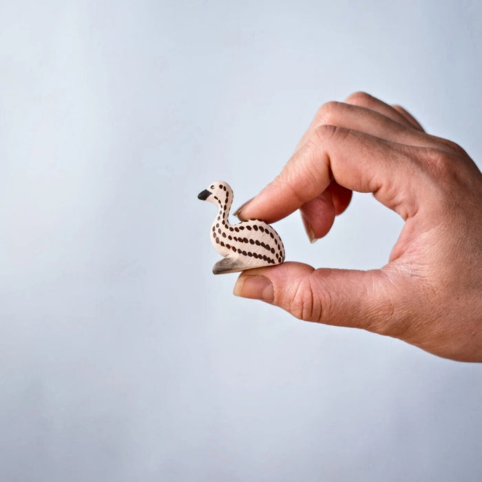 BumbuToys Wooden Bird - Emu Chick - Sitting for Small World Play from Australia