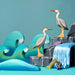 BumbuToys Handcrafted Wooden Bird Grey Heron from Australia in a small-world play setting