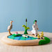 BumbuToys Handcrafted Wooden Bird Grey Heron from Australia in a small-world play setting