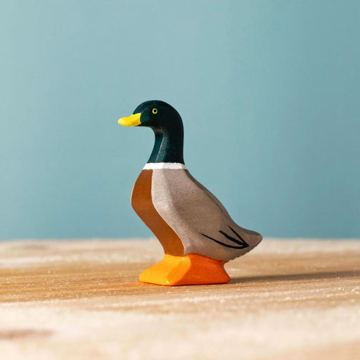 BumbuToys Handcrafted Wooden Bird Mallard Duck Standing