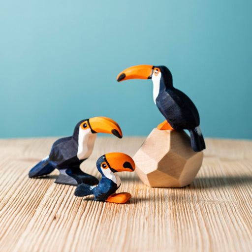 BumbuToys Handcrafted Wooden Bird Toucan Family Set from Australia