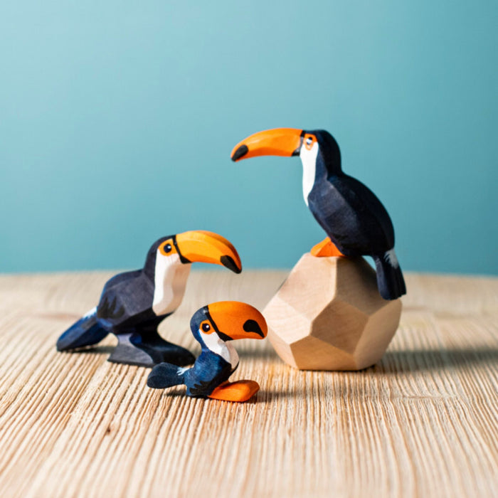 BumbuToys Handcrafted Wooden Bird Toucan Family Set from Australia