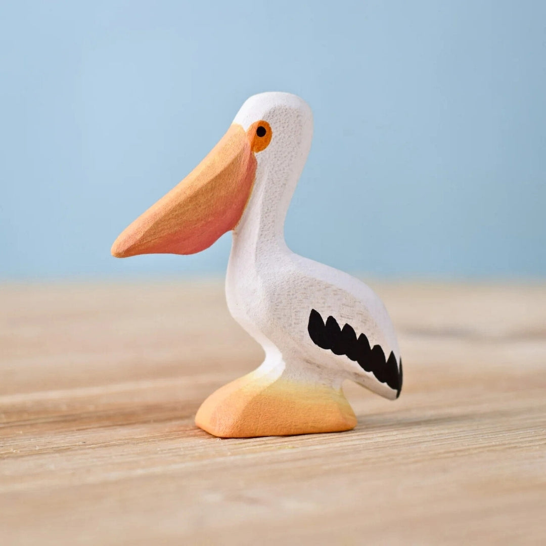 BumbuToys Wooden Birds - Pelican for Small World Play from Australia