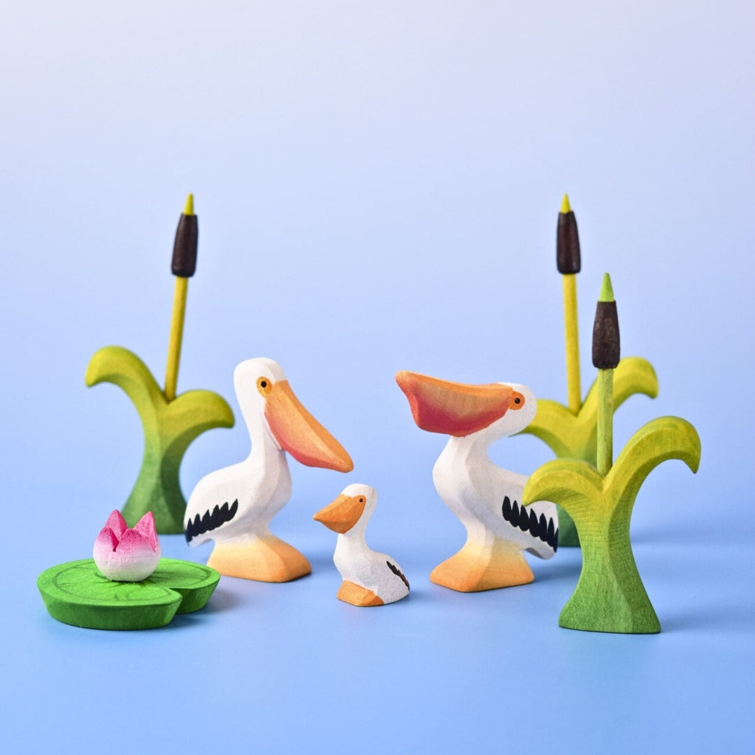 BumbuToys Wooden Birds - Pelican Chick for Small World Play from Australia