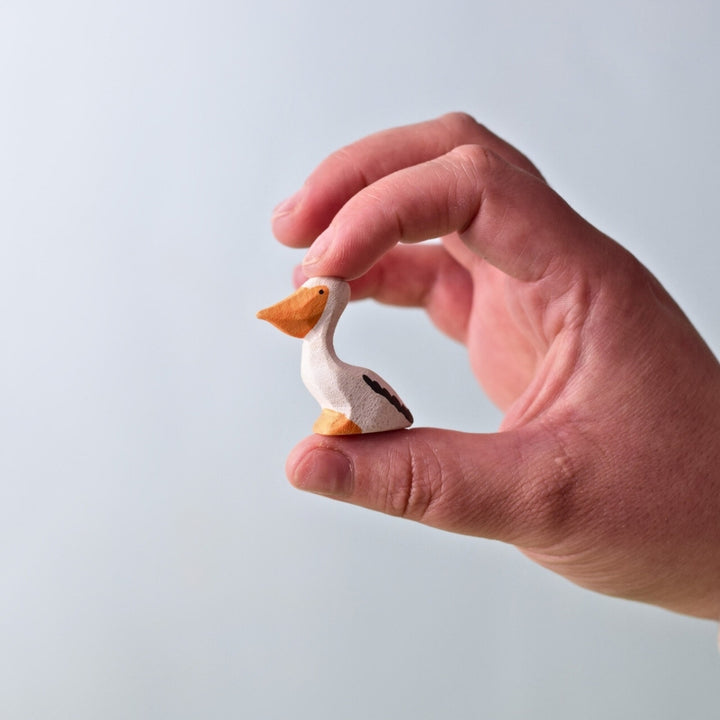 BumbuToys Wooden Birds - Pelican Chick for Small World Play from Australia