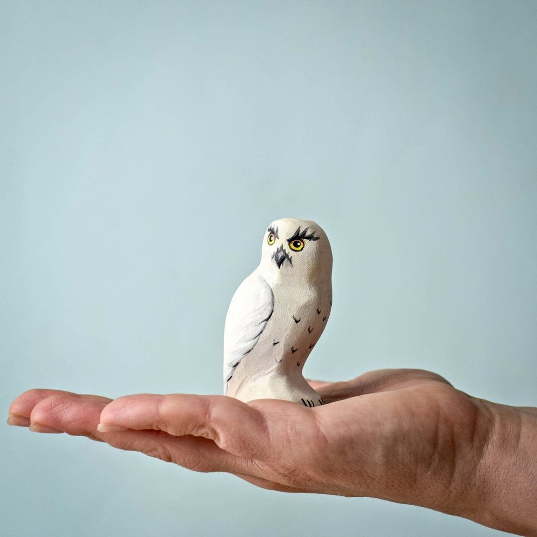 Bumbu Toys Handcrafted Wooden Snowy Owl for Small World Play from Australia