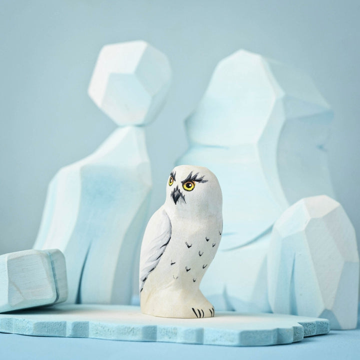 Bumbu Toys Handcrafted Wooden Snowy Owl for Small World Play from Australia