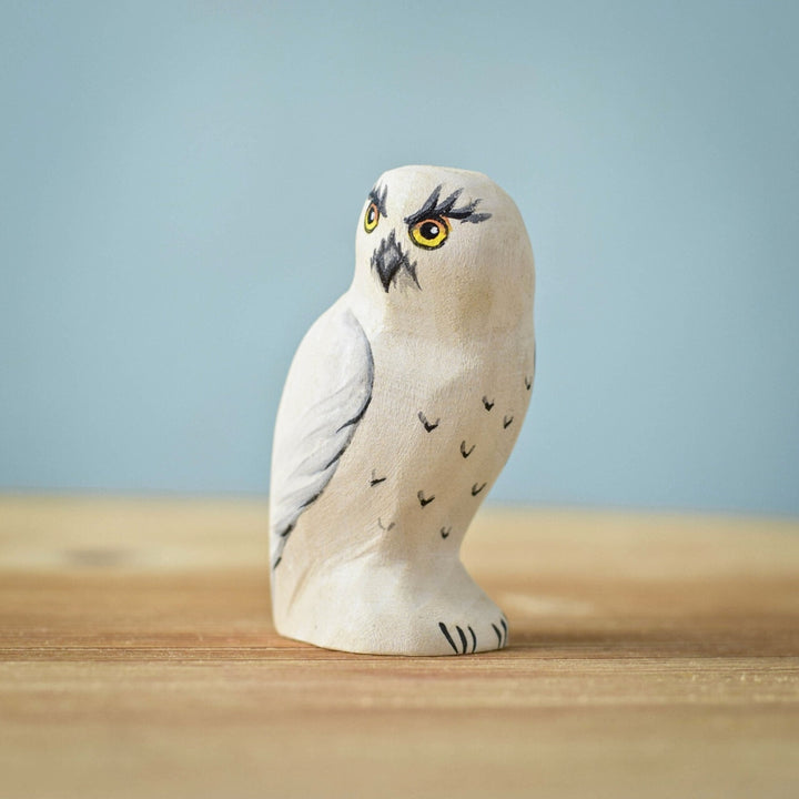 Bumbu Toys Handcrafted Wooden Snowy Owl for Small World Play from Australia