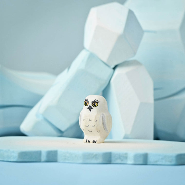 Bumbu Toys Handcrafted Wooden Snowy Owl Chick for Small World Play from Australia