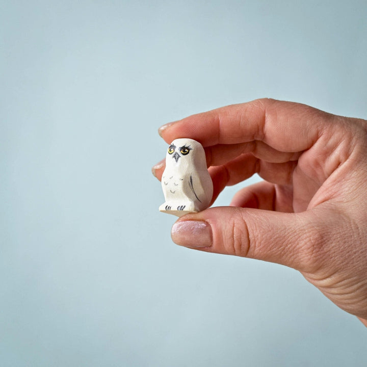 Bumbu Toys Handcrafted Wooden Snowy Owl Chick for Small World Play from Australia