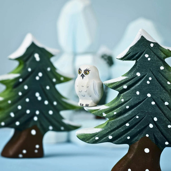 Bumbu Toys Handcrafted Wooden Snowy Owl Chick for Small World Play from Australia