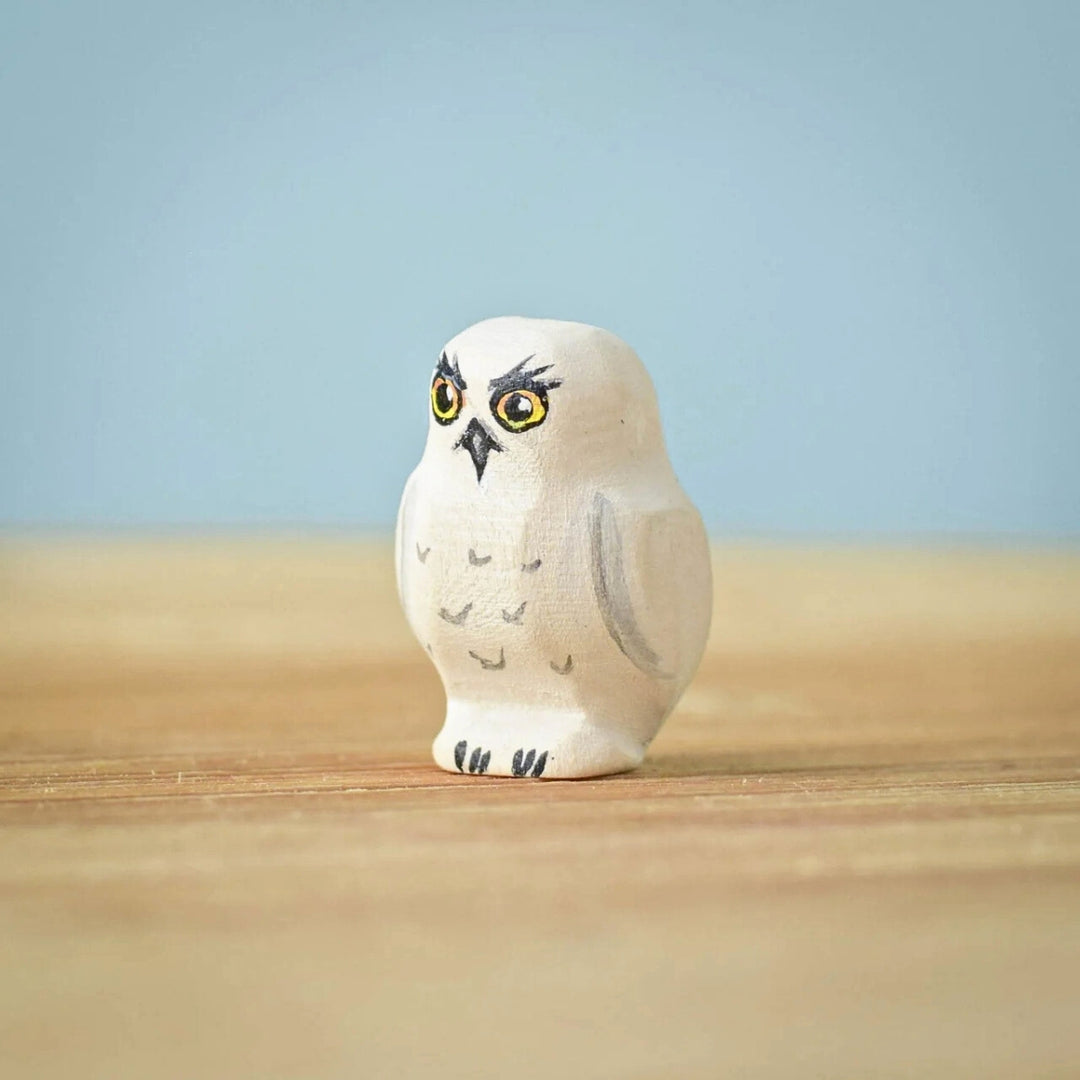 Bumbu Toys Handcrafted Wooden Snowy Owl Chick for Small World Play from Australia