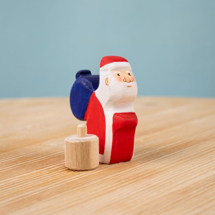 BumbuToys Wooden Celebration Ring Decoration - Festive Santa - Christmas-themed Birthday Ring Figure 
