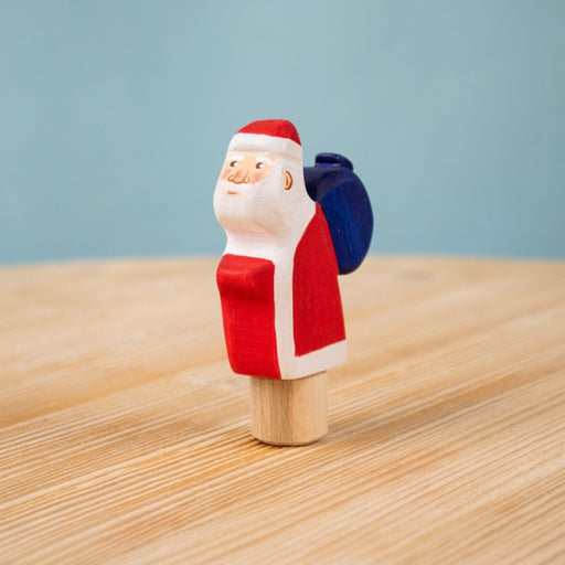 BumbuToys Wooden Celebration Ring Decoration - Festive Santa - Christmas-themed Birthday Ring Figure 