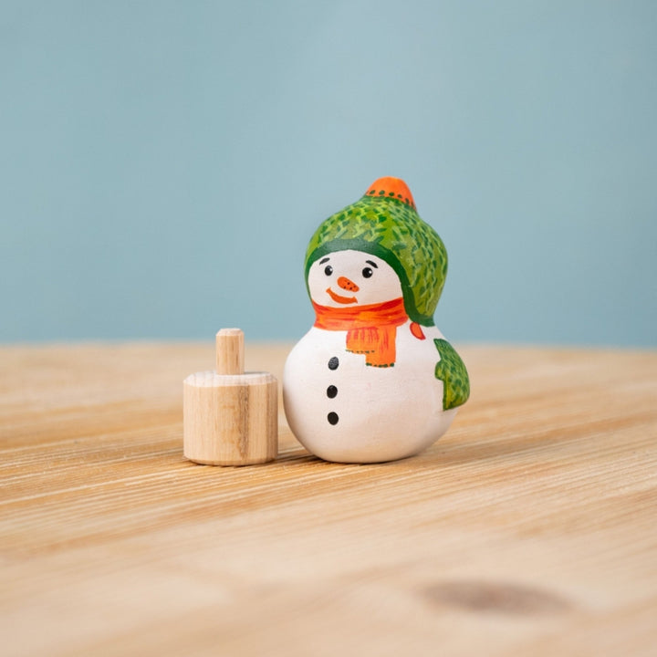 BumbuToys Wooden Celebration Ring Decoration - Festive Snowman - Christmas-themed Birthday Ring Figure from Australia