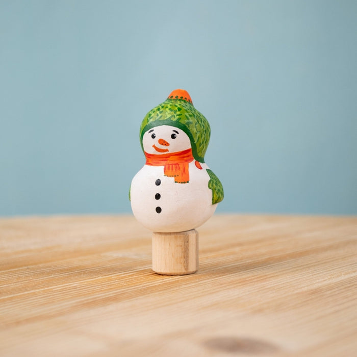 BumbuToys Wooden Celebration Ring Decoration - Festive Snowman - Christmas-themed Birthday Ring Figure from Australia