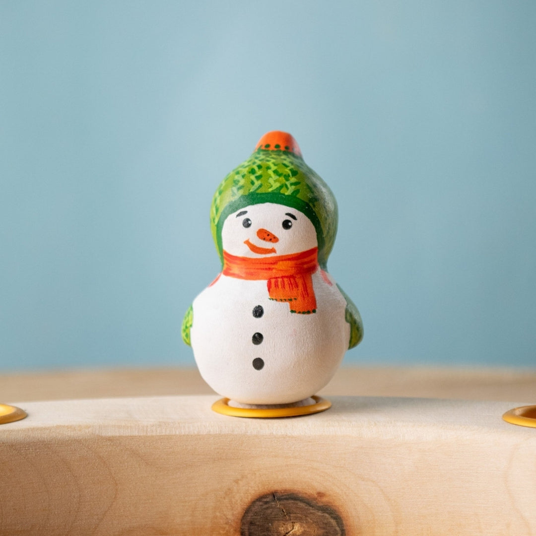 BumbuToys Wooden Celebration Ring Decoration - Festive Snowman - Christmas-themed Birthday Ring Figure from Australia