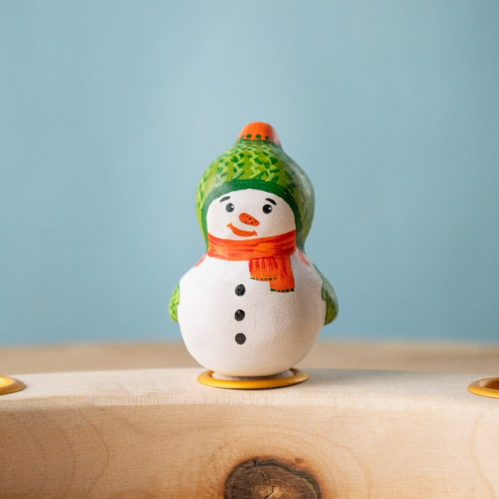 BumbuToys Wooden Celebration Ring Decoration - Festive Snowman - Christmas-themed Birthday Ring Figure from Australia