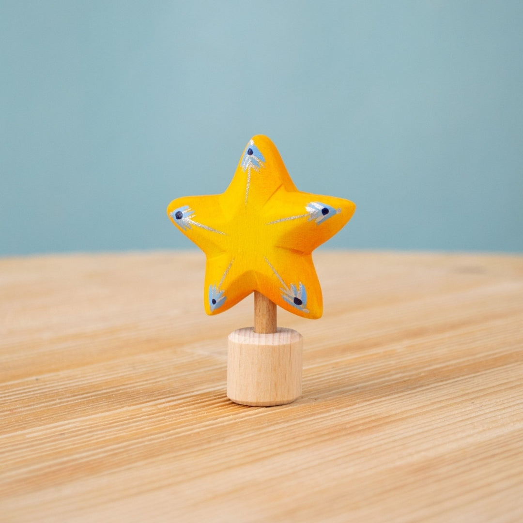 BumbuToys Wooden Celebration Ring Decoration - Festive Star - Christmas-themed Birthday Ring Figure from Australia