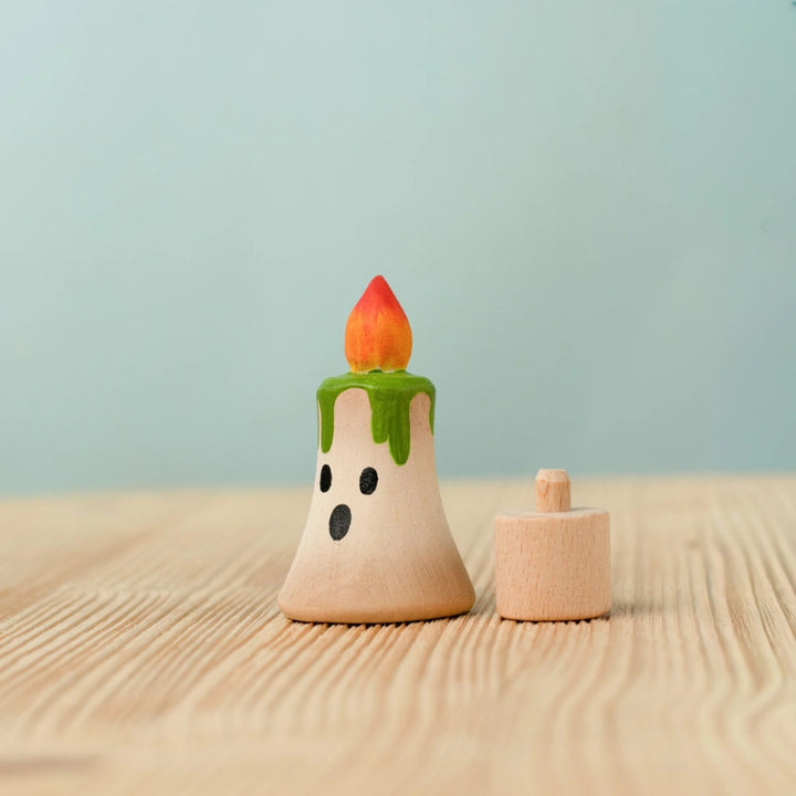 BumbuToys Wooden Celebration Ring Decoration - Magic Candle - Green - Online, Australia