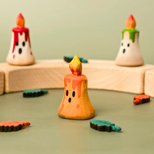 BumbuToys Wooden Celebration Ring Decoration - Magic Candle - Orange - Online, Australia