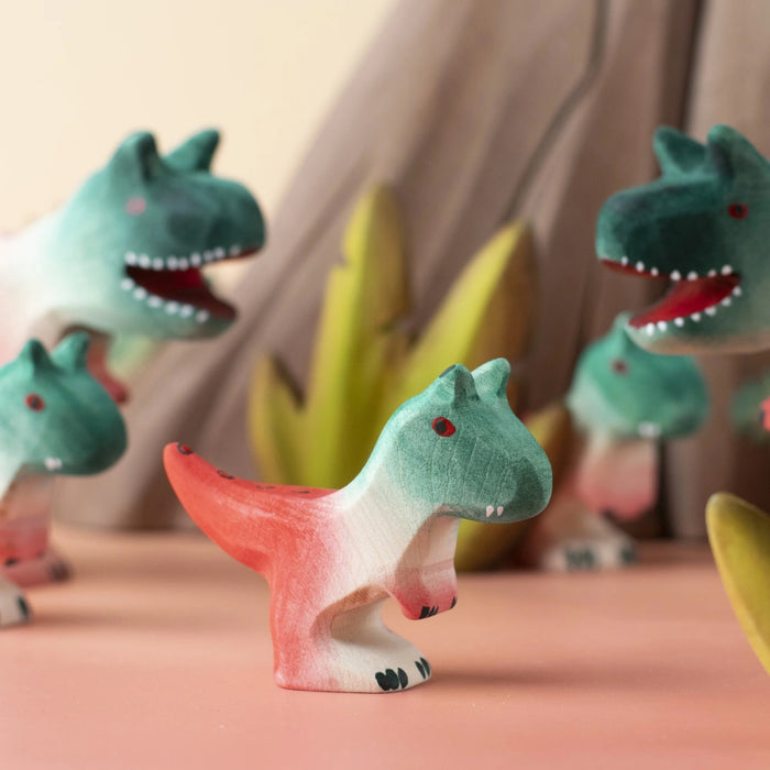 BumbuToys Wooden Dinosaur - Carnotaurus Baby for Small World Play from Australia