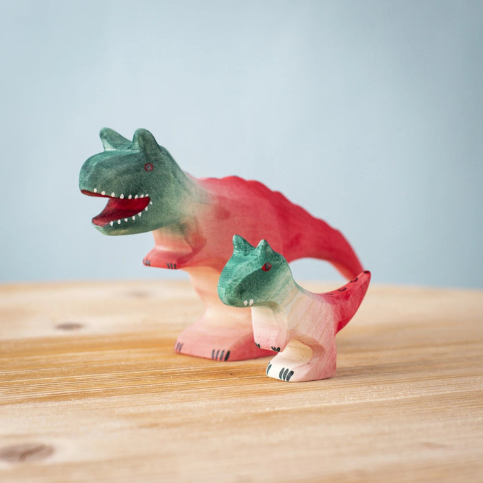 BumbuToys Wooden Dinosaur - Carnotaurus - Set of 2 for Small World Play from Australia
