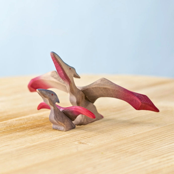 BumbuToys Wooden Dinosaur - Pteranodon - Set of 2 for Small World Play from Australia