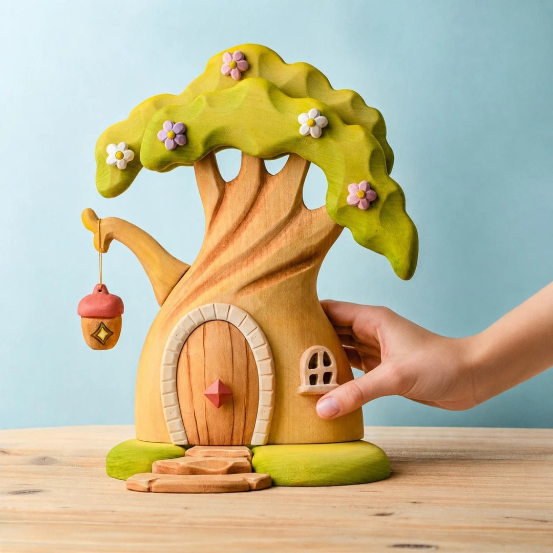 BumbuToys Wooden Enchanted Tree House Set for Small World Play - Online, Australia