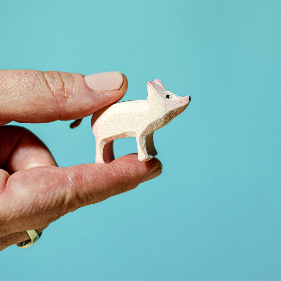 BumbuToys Handcrafted Wooden Farm Animal Piglet from Australia
