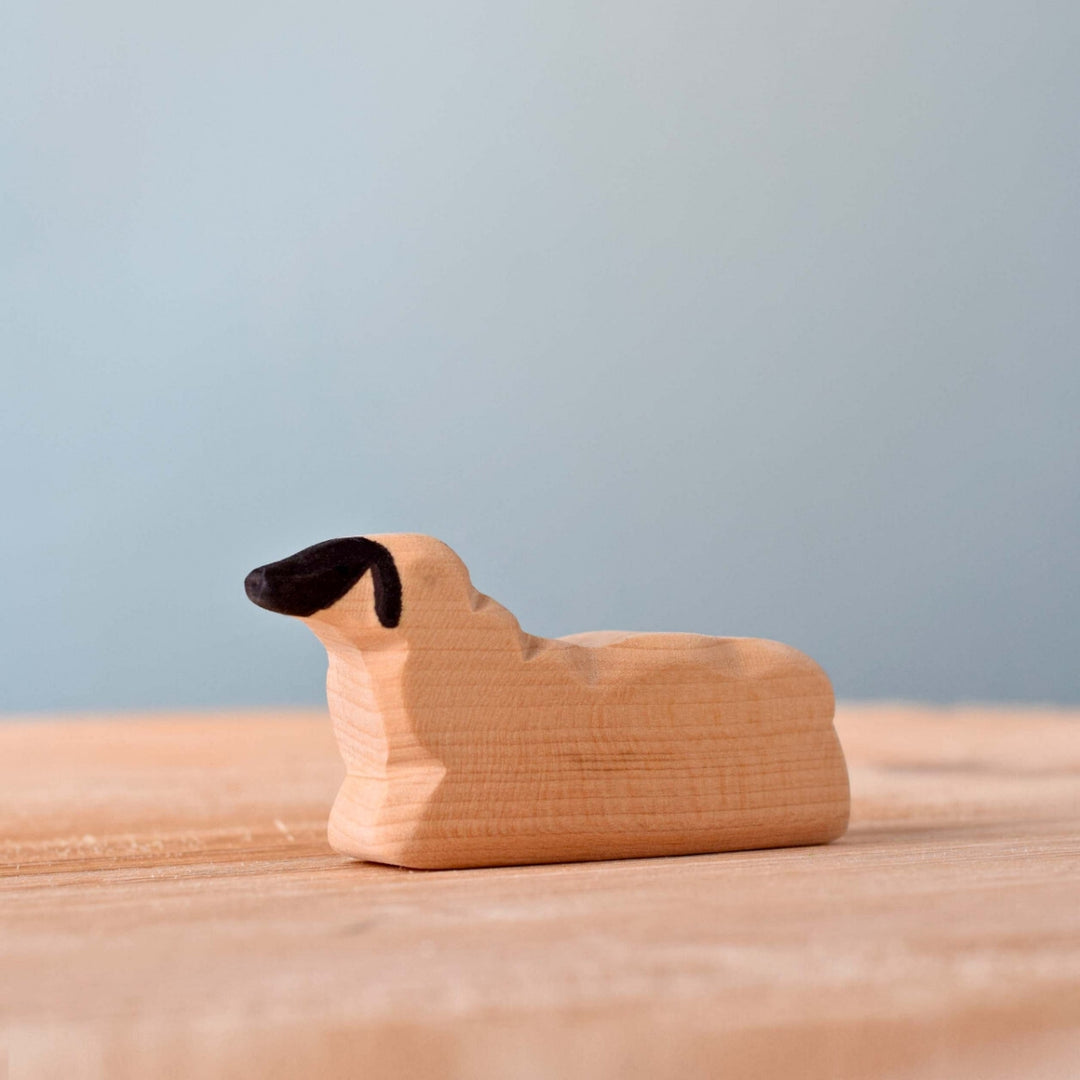 BumbuToys Handcrafted Wooden Farm Animal Sheep Resting from Australia