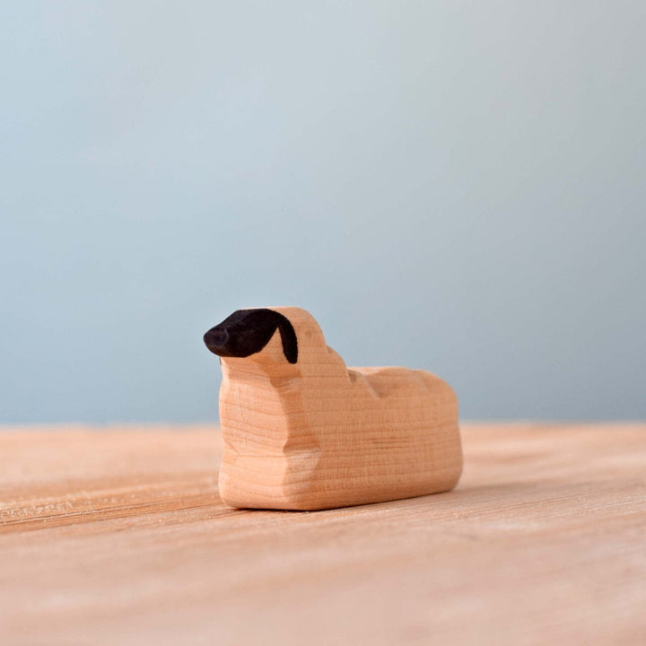 BumbuToys Handcrafted Wooden Farm Animal Sheep Resting from Australia