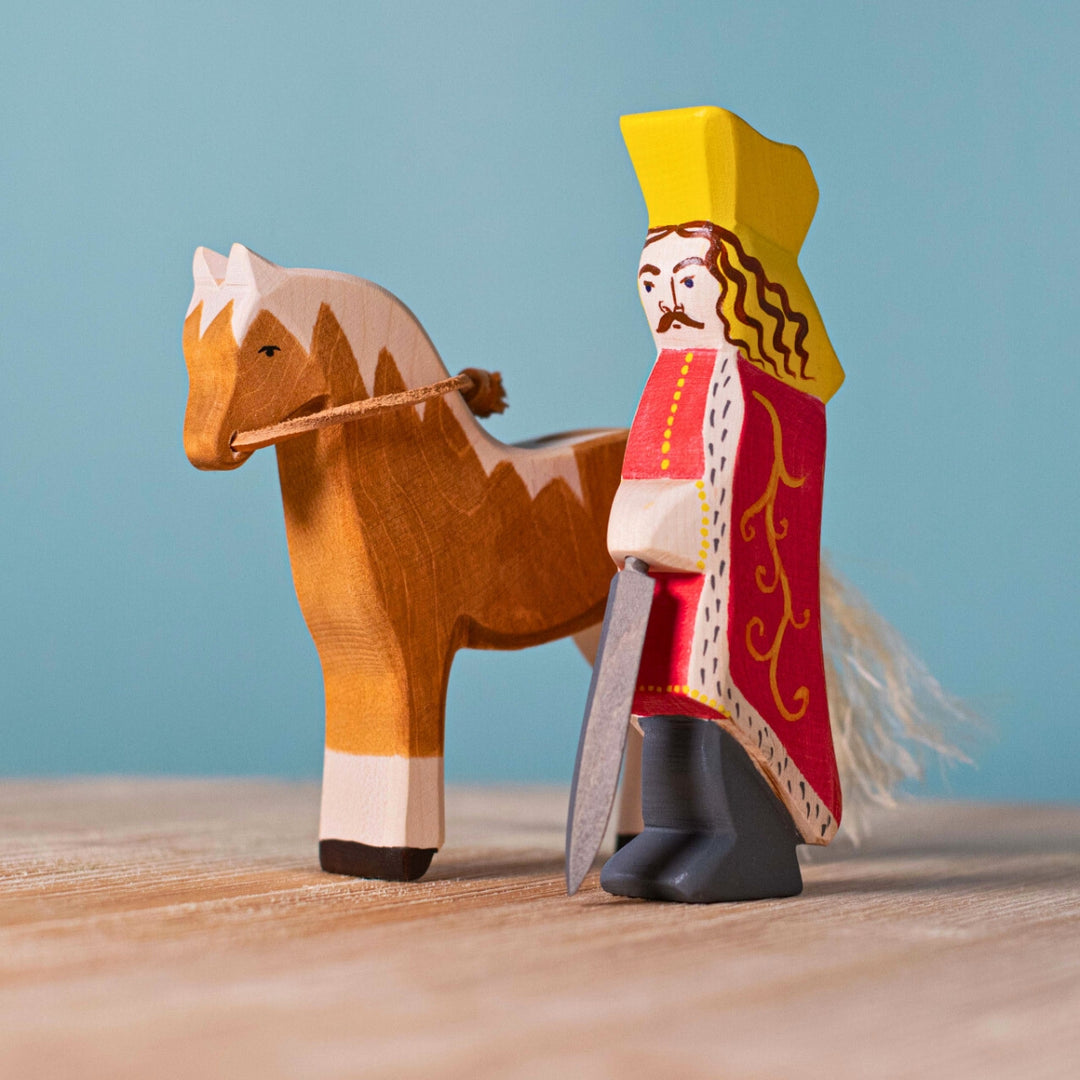 BumbuToys Handcrafted Wooden Farm Animals Blond Horse from Australia