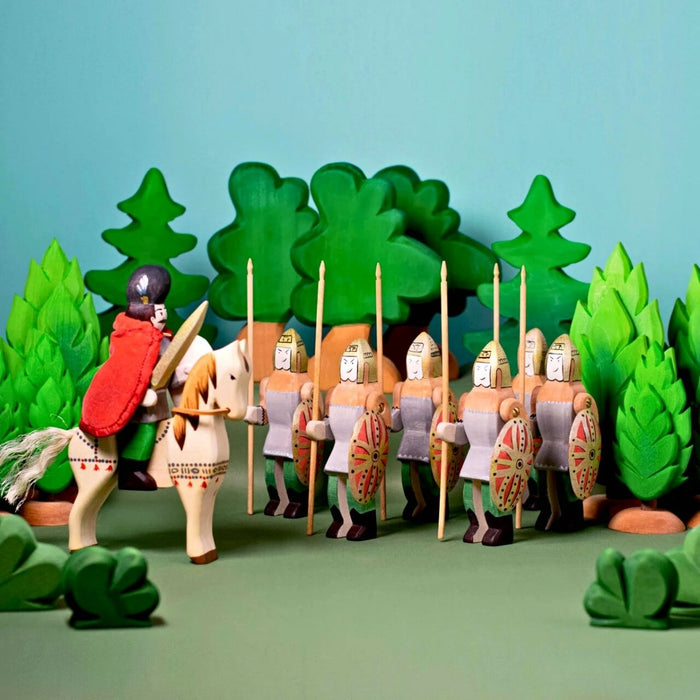 BumbuToys Wooden Medieval Figure - Dacian Knight and Steed - Set of 2 for Small World Play from Australia