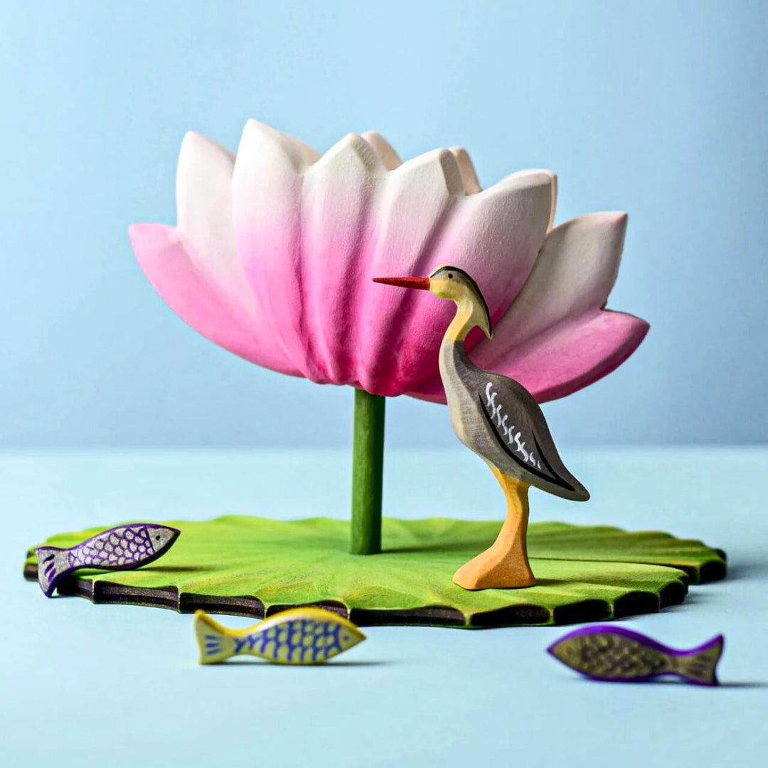Handcrafted Wooden Figure Large Lotus Flower for Small World Play from Australia