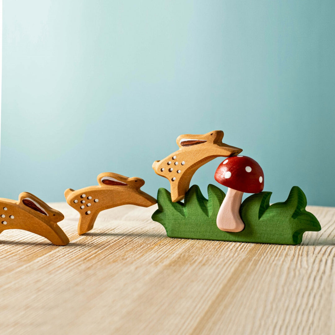 Wooden Figures - Mushroom & Grass - Set of 2